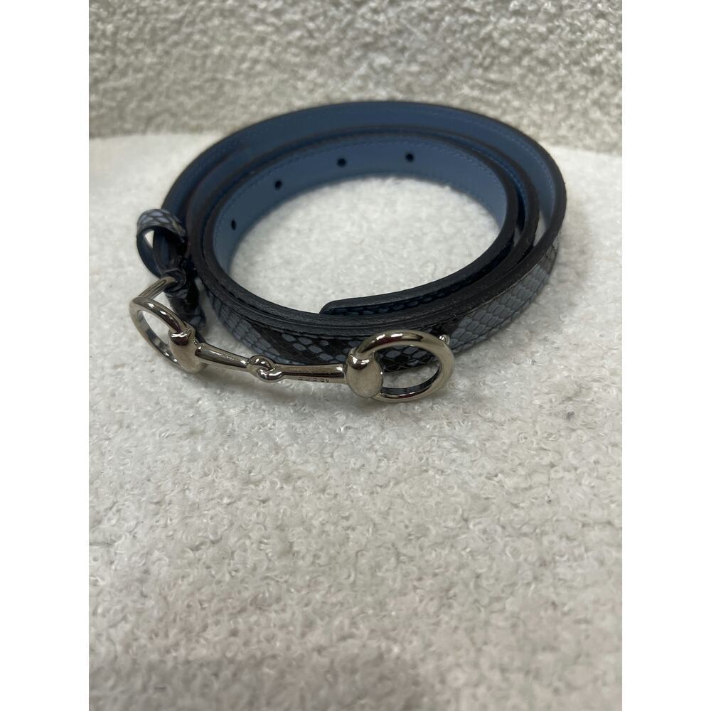 Gucci Blue Snakeprint Leather Belt with Horsebit Detail - Like New with Dustbag